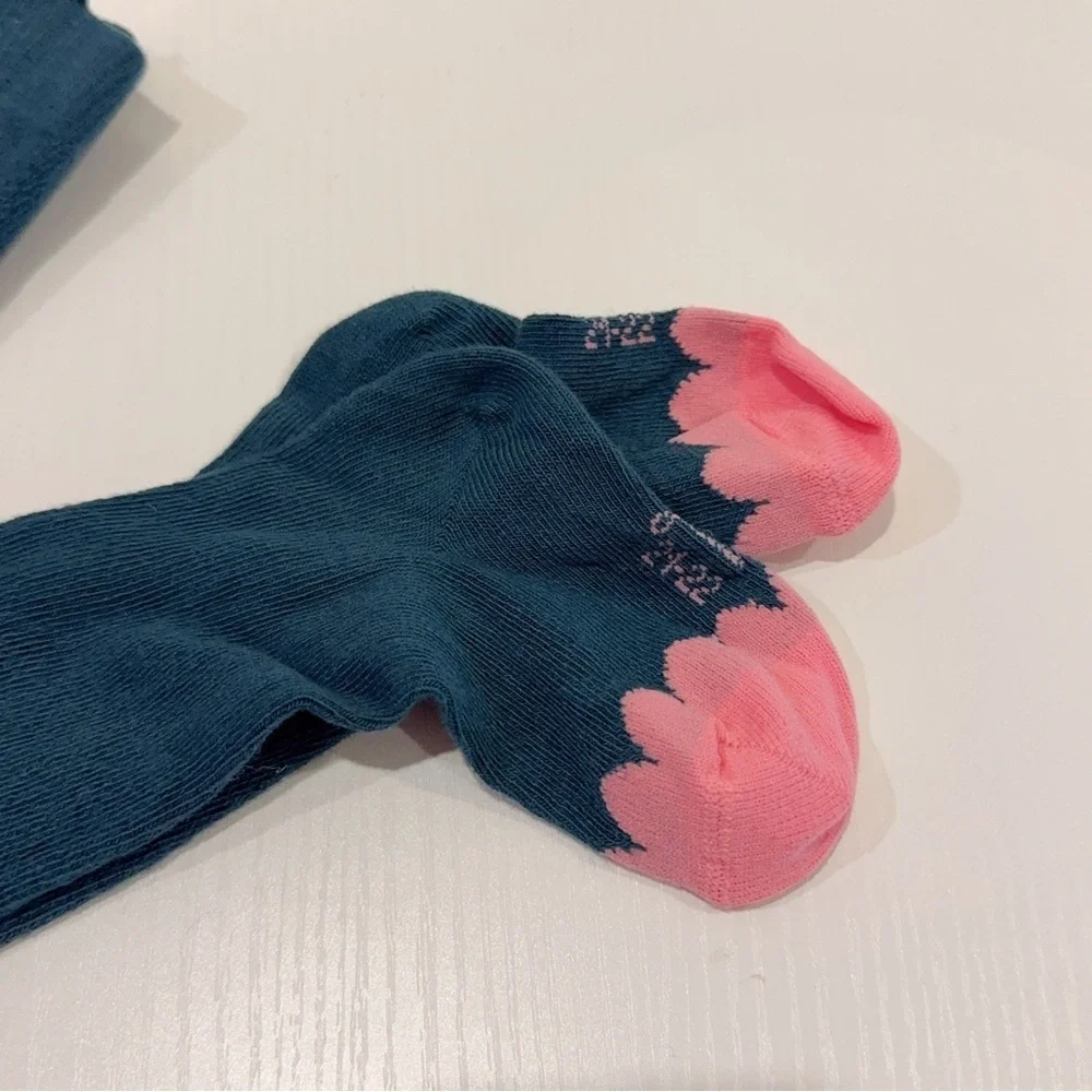 NWOT Jacadi Teal with Pink Cotton Blend Tights Size 21-22 (12M)